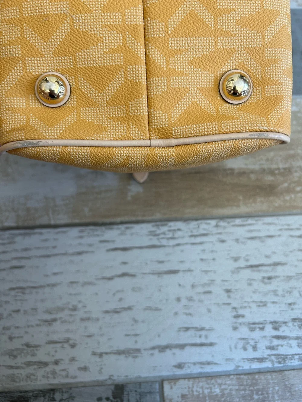 Michael Kors Grayson Medium Satchel Duffle Yellow Gold Leather Top Handle
